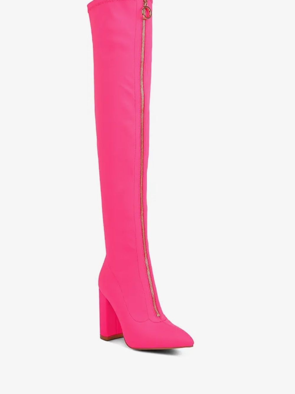 Women's Hot Pink Over-the-Knee Zip-Front Block Heel Boots